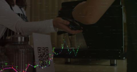 Contactless payment with smartwatch and data visualization overlay