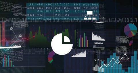 Displaying interactive data visualization dashboard with glowing pie chart and analytics
