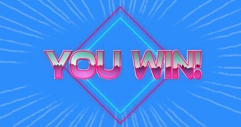 Futuristic You Win Banner on Bright Blue Background - Download Free Stock Images Pikwizard.com
