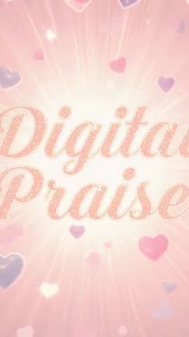 Digital Praise title rising and glowing with drifting hearts | Vertical intro animation