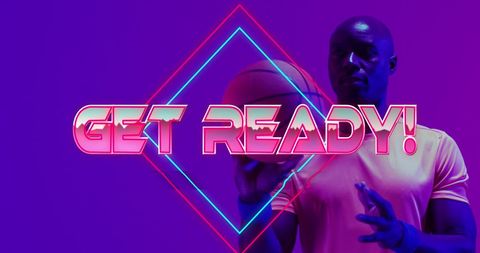 Neon Sports Motif with Basketball Player in Dark Setting - Download Free Stock Images Pikwizard.com