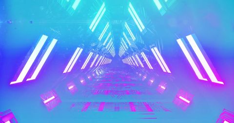 futuristic neon light tunnel with abstract symmetrical design - Download Free Stock Images Pikwizard.com