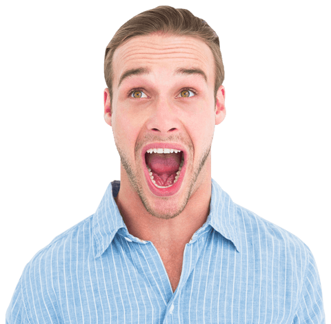 Astonished Man Looking Upward with Open Mouth on Transparent Background - Download Free Stock Videos Pikwizard.com