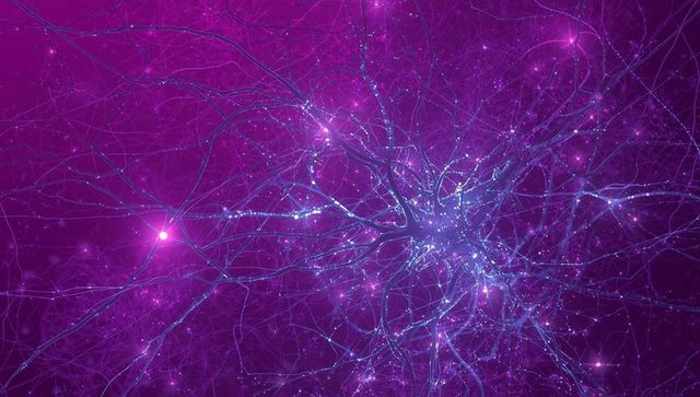 Futuristic Neural Network in Digital Purple Space