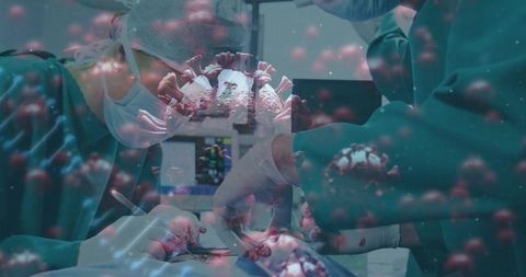 Surgical Team Operating with Coronavirus Pandemic Influence