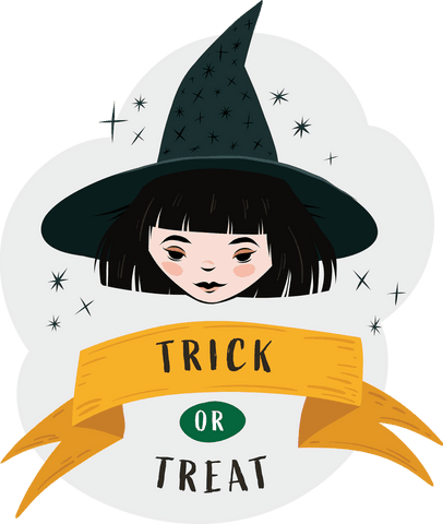 halloween trick or treat illustration with witch hat girl on transparent background - Download Free Stock Videos Pikwizard.com