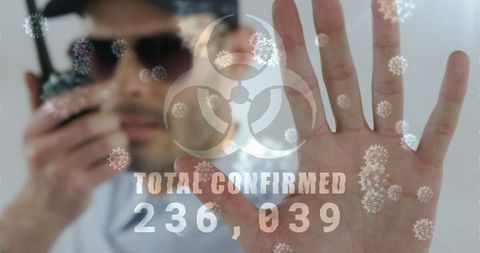 Disease outbreak concept with rising infection numbers and biohazard symbol