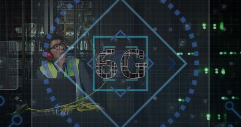 IT Engineer Working with 6G Technology in Data Center - Download Free Stock Images Pikwizard.com