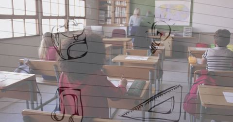 Classroom Learning with Overlaid Educational Icons