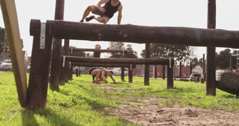 Active Outdoor Bootcamp Training on Obstacle Course