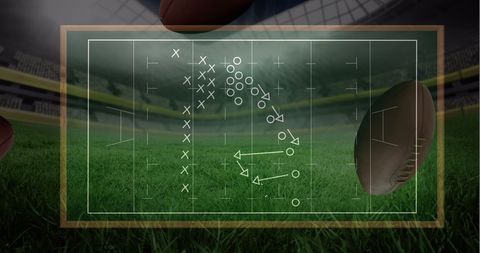 Strategic football game plan on field background