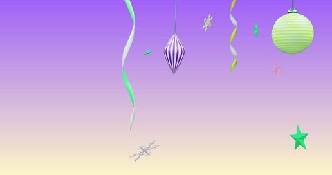 Festive Decorations on Gradient Purple Background