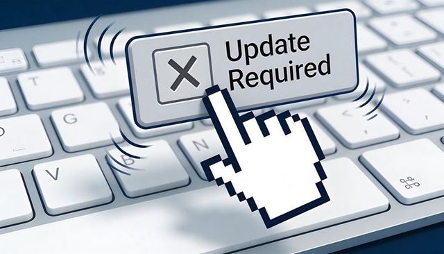Pixel cursor clicking update required dialog on white keyboard for security alerts