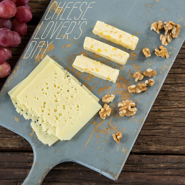 Cheese Lover's Day Celebration with Various Cheese and Walnuts - Download Free Stock Templates Pikwizard.com