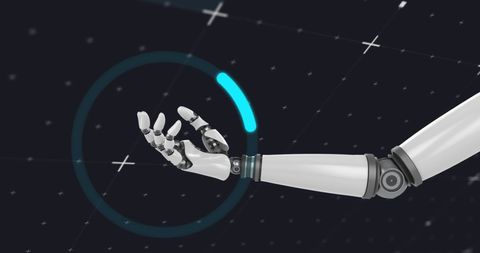 Futuristic Robotic Hand with Digital Interface Elements - Download Free Stock Images Pikwizard.com