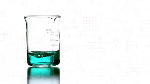 Digital Technology Overlay on Scientific Beaker Background