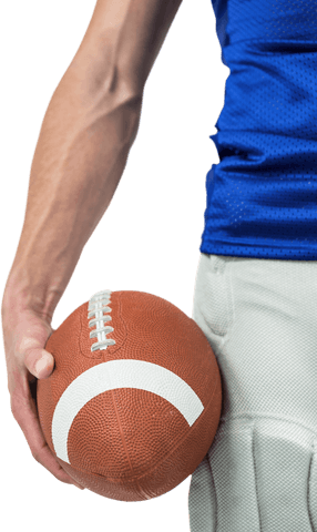 Transparent Midsection of Football Player Holding Ball
