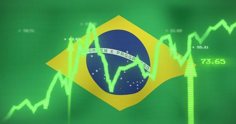 Brazilian Flag and Rising Financial Market Trends