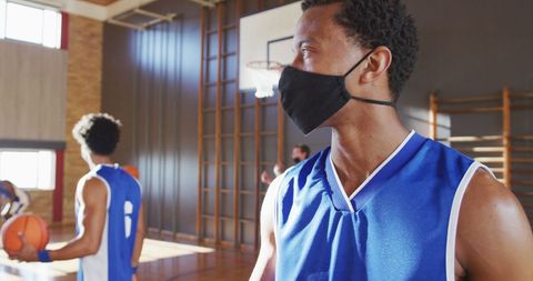 Masked Basketball Player Preparing During COVID-19 - Download Free Stock Images Pikwizard.com