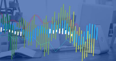 Financial Data Visualization Overlaying Workspace - Download Free Stock Images Pikwizard.com