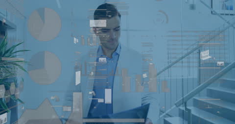 Innovative Businessman Analyzing Data and Visualizations