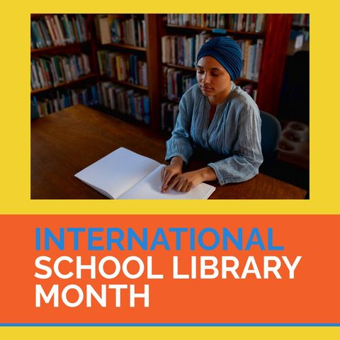 Biracial Woman Reading Braille in Library for School Library Month - Download Free Stock Templates Pikwizard.com