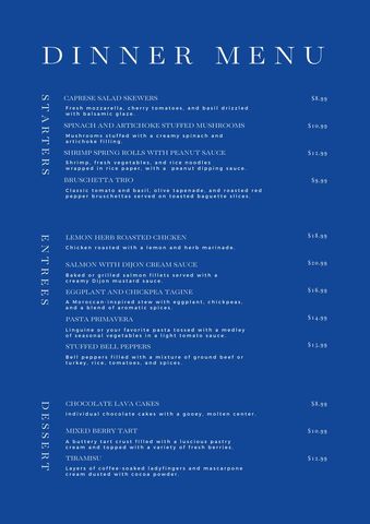 Elegant Minimalist Dinner Menu Layout for Sophisticated Events - Download Free Stock Templates Pikwizard.com