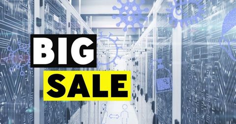 Big sale announcement with abstract technological background