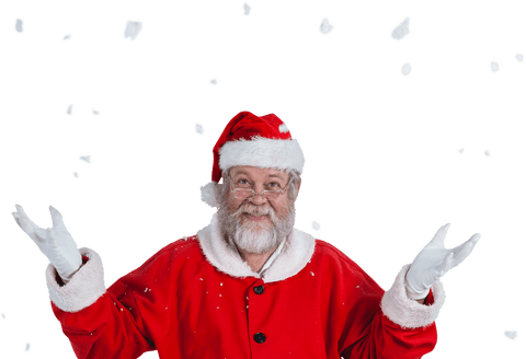 Transparent Santa Claus Gesturing with Snowflakes