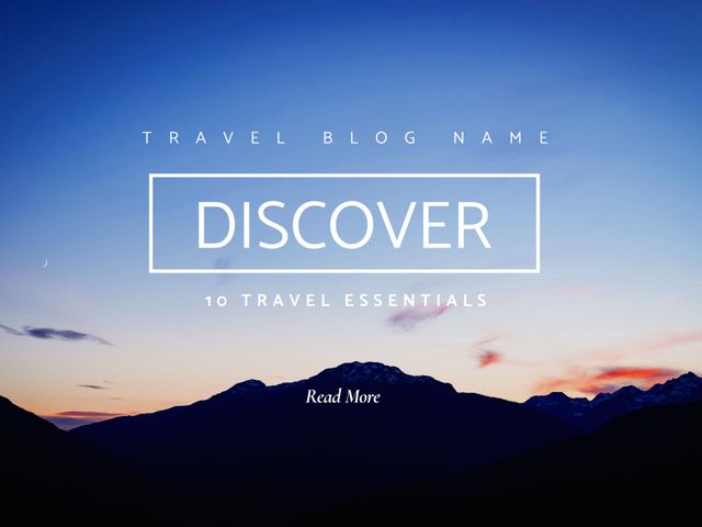 Template perfect for travel blogs inviting readers to explore and find wellness in nature. The dark mountain silhouette against the colorful sunset creates a sense of tranquility and adventure. Ideal for bloggers looking to inspire readers with travel essentials, tips for outdoor quests, or stories of exploration.