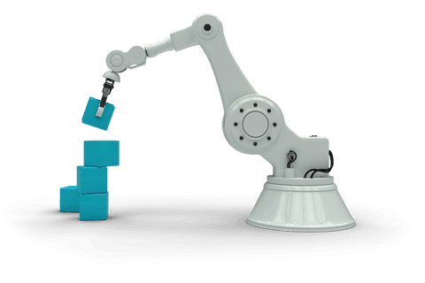 industrial robotic arm creating transparent block tower - Download Free Stock Videos Pikwizard.com