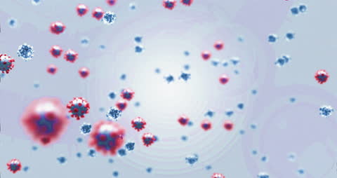 Abstract Virus Particles Floating in a Microscopic View