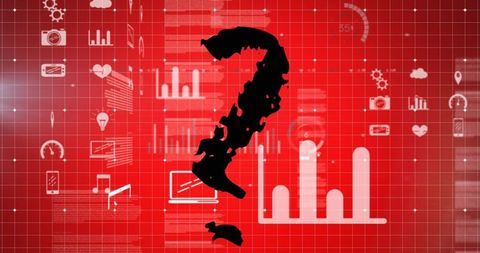 Futuristic Data and Technology Dashboard with Question Mark