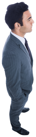 Businessman in Pinstripe Suit Transparent Profile View