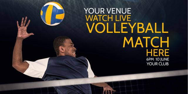 Exciting Volleyball Match Live Screening Banner for Venues - Download Free Stock Templates Pikwizard.com