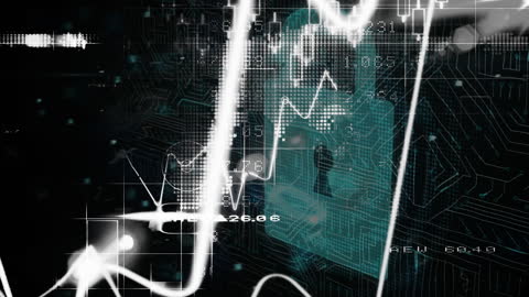 Financial Data Analytics with Secure Padlock Icon