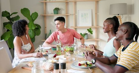 Friends Enjoying Home Dinner Toast Together