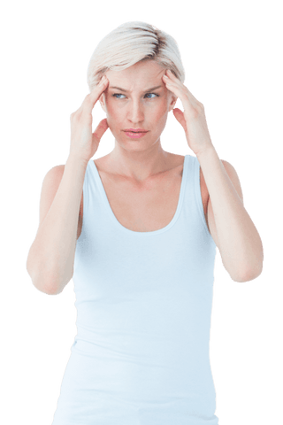 blonde woman experiencing headache touching temples transparent background - Download Free Stock Videos Pikwizard.com