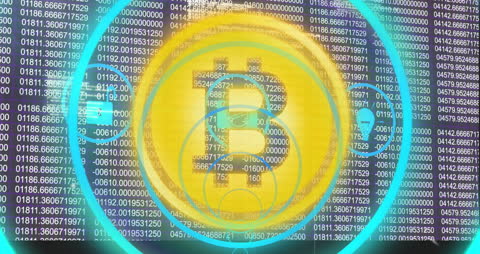 Digital Bitcoin Technology Concept with Data Processing Animation