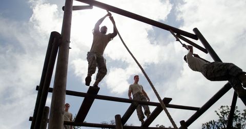 Soldiers Conquering Outdoor Military Obstacle Course - Download Free Stock Images Pikwizard.com