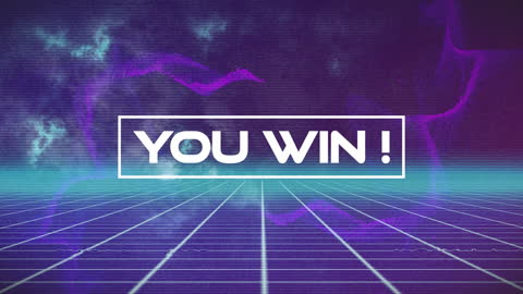 Retro Game Victory Message with Glitch Effects