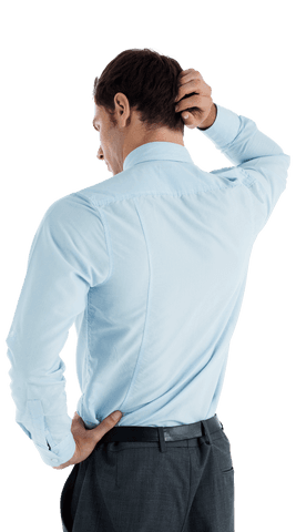 Transparent Image of Businessman Pondering with Hand on Head