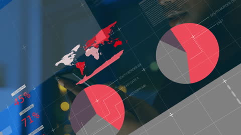 Animated Financial Data Overlay with World Map and Charts
