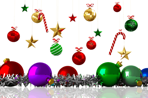 Vibrant christmas ornaments on transparent background for annual festivities