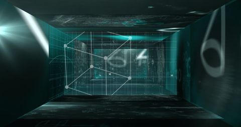 Futuristic Digital Data Analysis Room with Scientific Graphics - Download Free Stock Images Pikwizard.com