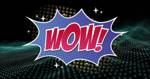 Vibrant Comic Style WOW Text on Digital Background