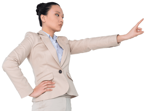 transparent asian businesswoman pointing confidently on white background - Download Free Stock Videos Pikwizard.com