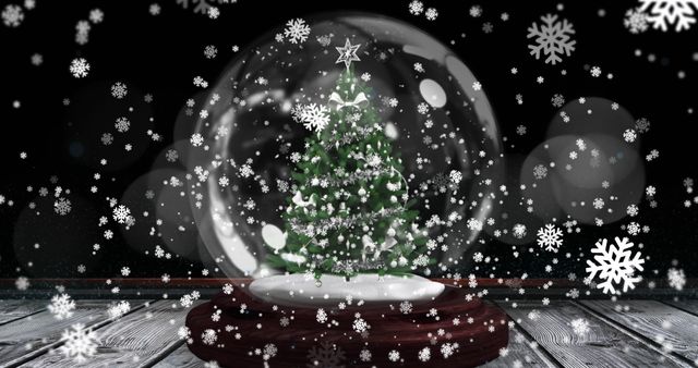 Snow Globe with Christmas Tree and Falling Snowflakes, Magic Winter Scene - Download Free Stock Images Pikwizard.com