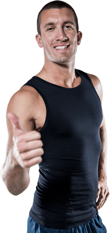Happy Male Athlete Giving Thumbs Up Gesture, Isolated Transparent
