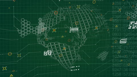 Digital Globe with Network Connections on Green Screen